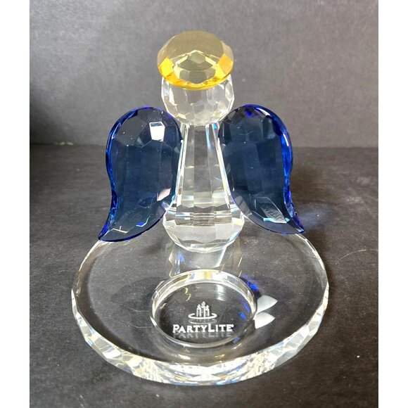 Partylite Sparkle Lite Crystal Angel P9773 Tealight Candle Holder Blue Wings - Picture 2 of 10
